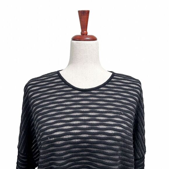 Oska Size 1 US 6 - 8 Women's Black Ribbed Virgin Wool Sweater Pullover Knit - Picture 7 of 10